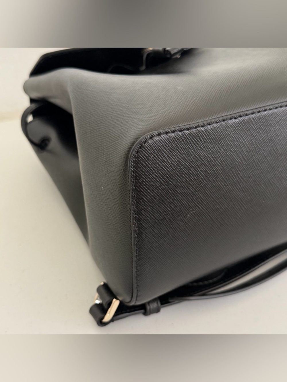 Kate Spade Lizzie Black Saffiano Leather Flap Backpack - Picture 7 of 13